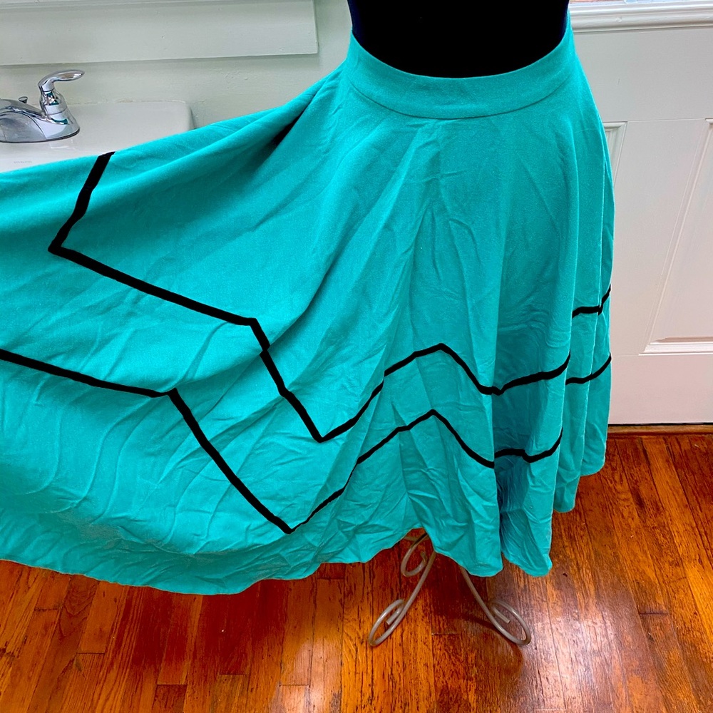 Collectif Teal Circle Skirt up to 31” waist UK12